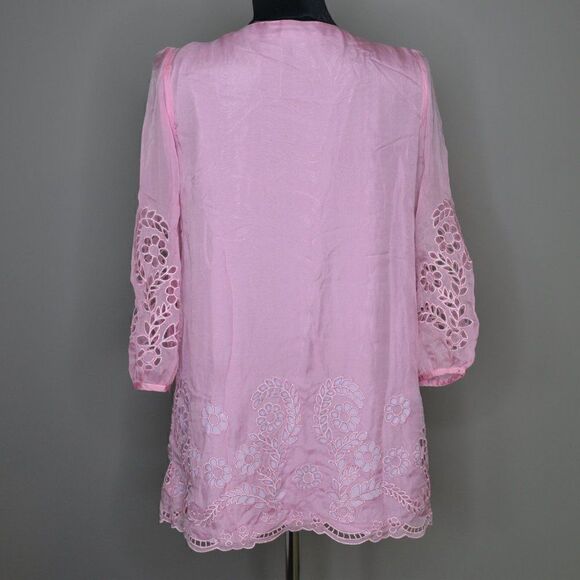 Moschino Pink Silk Laser Cut Out Tunic/Mini Dress Sz 4 - Picture 3 of 10